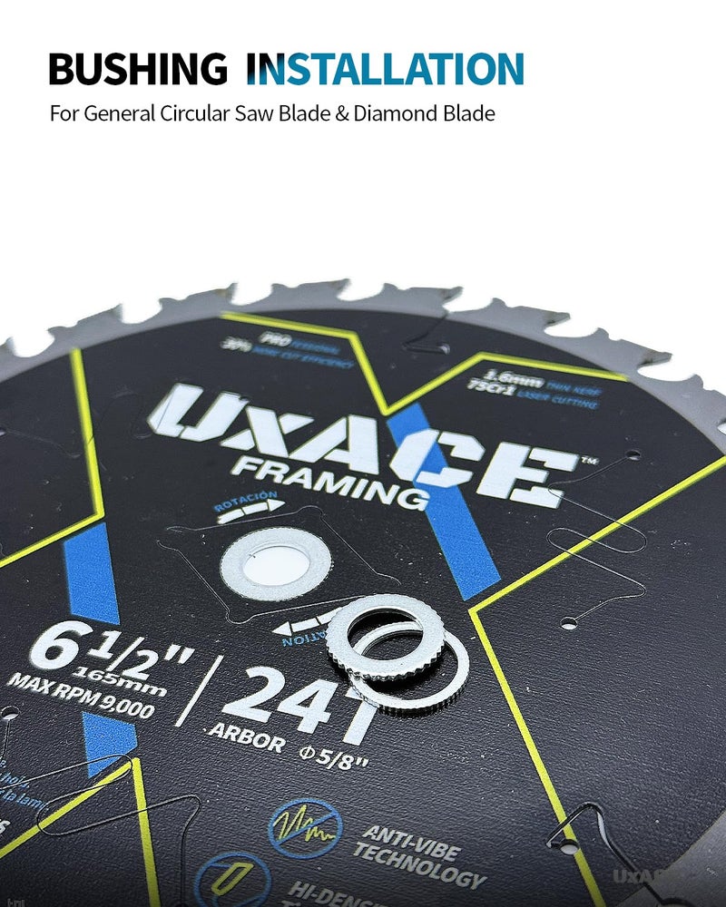 UXACE Saw Blade Bushing Set, Adapter Ring Kit, Arbor Spacer Combination, Reduction Ring Bundle, 9 General Sizes for Circular Saw Blade, Diamond Blade on Circular Saw, Angle Grinder, 18 Pack - Image 5